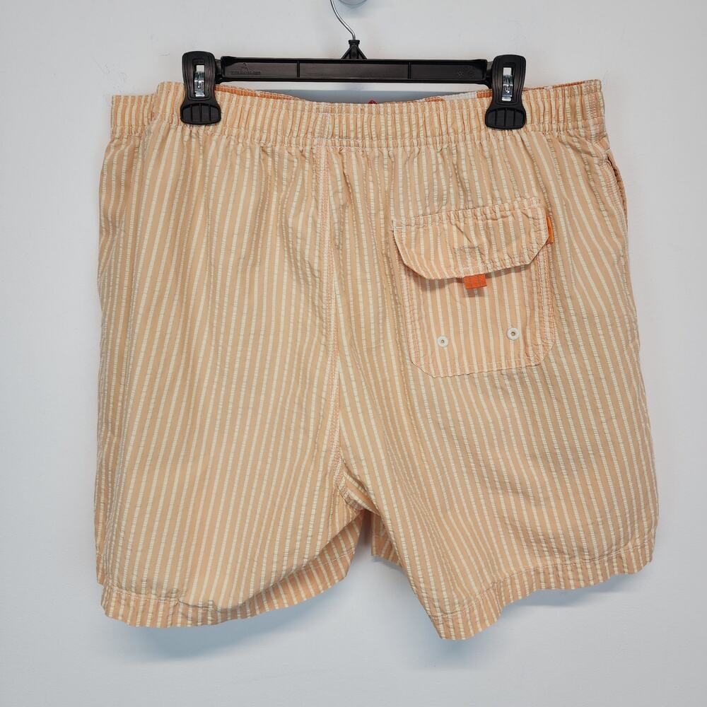 Tommy Bahama Mens Marlin Swim Trunks Size L Orange Seersucker Embroidered Vtg - Picture 2 of 10